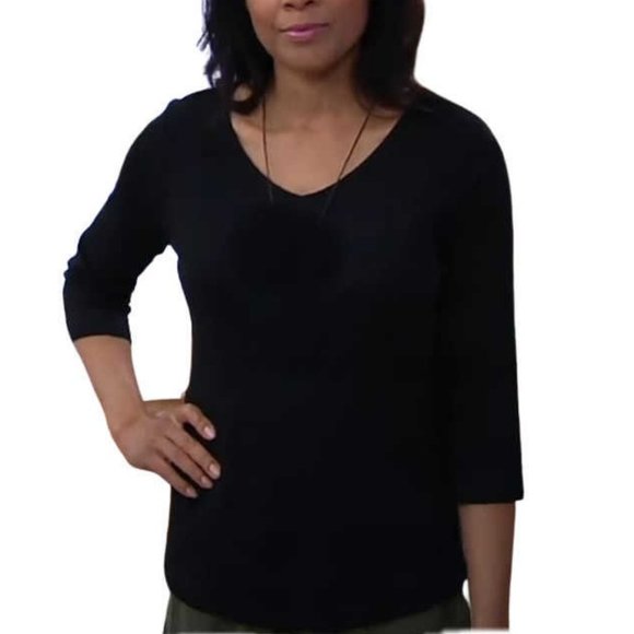 Denim & Co Essentials Modern Fit Knit Top with Pocket Detail   8556 - Picture 1 of 3